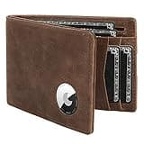 LORZOR AirTag Wallet - Minimalist Front Pocket Mens Wallet for Apple Air Tag, Full Grain Leather, Bifold RFID Blocking Air Tag Wallets for Men Gifts for Him (up to 12 Cards)