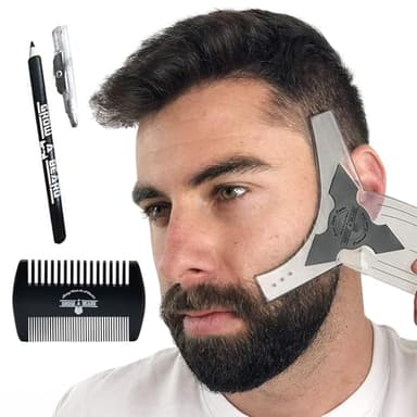 Beard Shaper & Barber Pencil, Beard Lineup Tool, Great Beard Guide Shaping Tool for Men, Beard Lineup Guide Template Thats Perfect for Styling and Edging, With Beard Comb