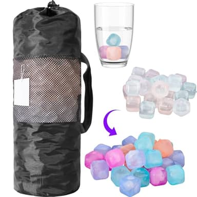 380 Pack Reusable Ice Cube for Drinks - Refreezable Plastic Ice Cubes Without Diluting BPA Free, Washable Ice Cube for Whiskey Coffee Bars Party Ice Bath Camping (Color-changing, Square-380Pack)