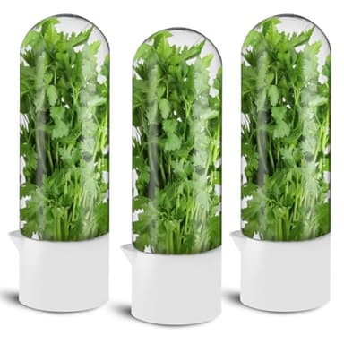3 Pack Herb Saver for Refrigerator Large Fresh Herb Keeper Cilantro Container for Refrigerator Vegetable Preservation Container for Cilantro Asparagus Mint Rosemary Parsley Basil for 2-3 Weeks