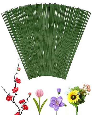100 PCS 18 Gauge Green Floral Wire Stems for Artificial Flower Making,Flexible Paddle Wires for Crafts Valentines Flowers,Garland and Floral Arrangements,Florist Wire,Flower Wires for Crafts