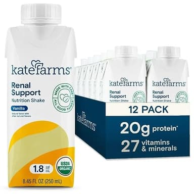 KATE FARMS 1.8 Renal Support Shake, Vanilla, 20g Protein, 12 Pack