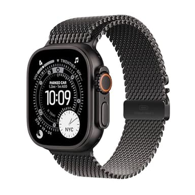 Apple Watch Ultra 3 [GPS + Cellular 49mm] Running & Multisport Smartwatch w/Rugged Titanium Case w/Black Titanium Milanese Loop - L. Satellite Communications, Advanced Health & Fitness Tracking