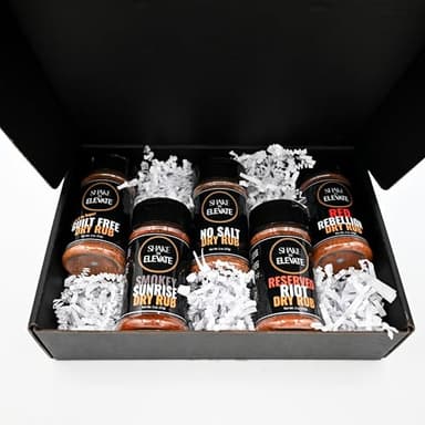 Shake to Elevate - No Salt BBQ Dry Rub Collection Seasoning Gift Box Set | No Salt Seasoning | Heart Healthy | Diet Friendly | 0% Chemical Additives | 0% Preservatives or Color | All Natural Ingredient & Listed | Seriously Delicious Spice Blend (set of 5 flavors)