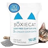 Boxie® Unscented 30 Day Odour Control Clumping Clay Cat & Kitty Litter 16 lb, 99.9% Dust-Free, Hard Flat Top® Clumps, No Fragrances No Fillers, Long-Lasting, Easy to Scoop