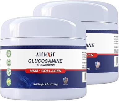 ALFLEXIL Glucosamine Plus Chondroitin Cream with MSM & Collagen, Supports Healthy Joints, Joint & Muscle Pain Relief, Improves Mobility, Fast Absorption, and Moisturizes Skin, 4 Oz. - 2 pack