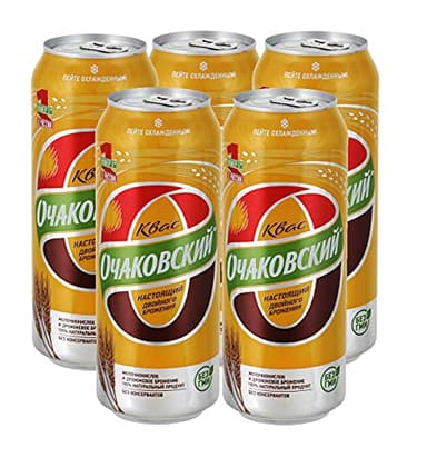 Imported Russian Rye Bread Soft Drink Kvass "Ochakovskiy" 0.5l/16.9oz - Pack of 5 - Ochakovo