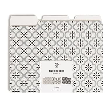U Brands Fashion File Folders, 9 Count, 1/3-Cut Tabs in Assorted Positions, Letter Size, Office Supplies (Moroccan)