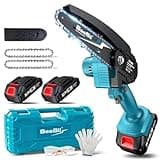 Seesii Mini Chainsaw Cordless 6-inch, Handheld Electric Power Chain Saw with 2 Batteries, for Tree Trimming Wood Cutting, Best Gifts for Dad, Husband