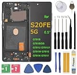 LCD Screen Replacement for Samsung Galaxy S20 FE 5G SM-G781U1/DS G781A G781W G781B G781N 6.5" Assembly LCD Display Touch Screen Digitizer Tools Kit with Frame