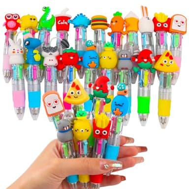 CZWZ 20Pcs Mini Multicolor Pens in One 4-in-1 Cute Pens Bulk for Kids, Fun Kawaii Ballpoint Pens for Birthdays and Children's Party Favors Gifts Teacher School Supplies