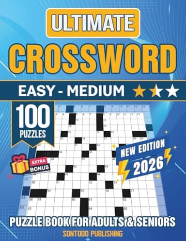 Easy - Medium Crossword Puzzle Books For Adults and Seniors - 100 Big Font, Eye-Friendly Puzzles: Entertaining Brain Workouts with Verified and Non-Repetitive Clues for Cross word Lovers