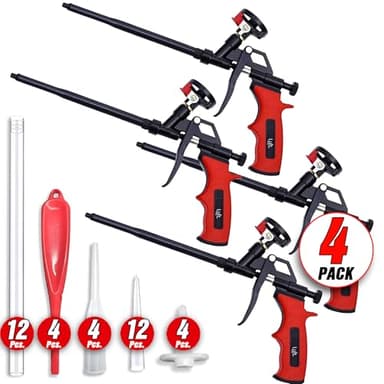 Luft Professional Expanding Foam Spray Gun (4 Insulation Guns + 12 Extenders) PU Insulating Applicator Heavy Duty Metal Body Dispensing Foam Gun Suitable for Caulking, Filling, Sealing (2 Pack)