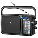 YOWGULF AM FM Radio with Best Reception,Bluetooth Portable AM FM Transistor,Battery Operated Radio or AC Power,Large Dial,Headphone Jack, Gifts for Seniors Elderly