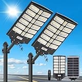 2 Pack Solar Street Lights Outdoor - 8000w Solar Lights Outdoor Waterproof Motion Sensor, 7000K Commercial Parking Lot Lights Dusk to Dawn, LED Street Lights Solar Powered Heavy Duty for Yard, Outside