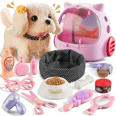 Vanvimen 16 Pcs Robot Dog Toys for Girls, Toys for 3 4 5 6 7 8 Year Old Girls Kids Boys, Realistic Robot Puppy Toy for 5-7 6-8, Ideas Birthday Gifts for Girl 3 4 5 6 Year Old