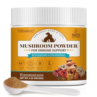 Mushroom Supplement Powder for Dogs & Cats, Turkey Tail Mushroom for Pets, Lipoma for Cats, 11 Organic Mushroom Complex, Partner Guard for Dogs Lumps and Bumps