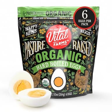 Vital Farms Organic Pasture-Raised Hard-Boiled Eggs Resealable Bag, 6 Ct