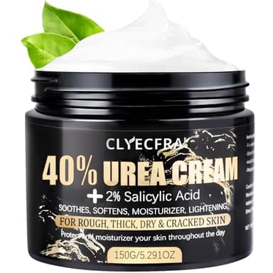 Clyecfra 40% Urea Cream with 2% Salicylic Acid, Urea Cream 40 Percent for Feet & Hands- Maximum Strength Moisturizer for Rough, Dry, Thick & Cracked Skin, Callus Remover, Deep Hydration, 150g