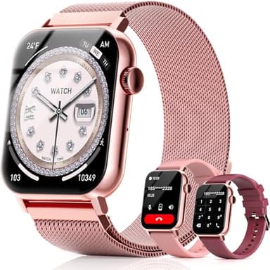 Trendia Smart Watches for Women, 1.83'' HD Fitness Tracker with Answer/Make Calls, Heart Rate/Sleep/SpO2 Monitor, 120+ Sport Modes, IP68 Waterproof, Compatible iPhone/Samsung/Android (Rose Gold)