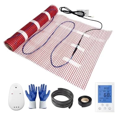 BLARALA Electric Radiant Floor Heating System, 40 Sq.ft Electric Heated Floor Mats for Bathroom, Includes Programmable Thermostat, Heat Mat, Installation Monitor, and Temperature Sensors