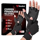BraceBull Arthritis Gloves (1 Pair), Copper Infused Fingerless Compression Gloves for Relieve Muscle Pain, Carpal Tunnel, RSI, Rheumatoid, Tendonitis for Hands Pain for Women & Men (M, Black)