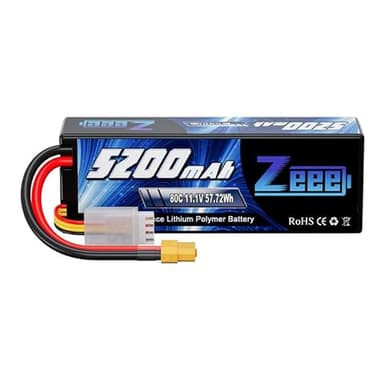 Zeee 3S 5200mAh Lipo Battery 11.1V 80C Hard Case with XT60 Connector for RC Car Truck Boat Airplane Quadcopter Helicopter Racing Hobby