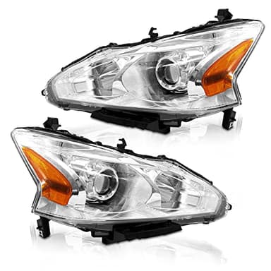 AXLAHA for 2013 2014 2015 Nissan Altima Headlight Assembly Compatible with 13-15 Altima S/SL/SV Headlamp Only fit 4 Door Chrome Housing Amber Reflector Driver and Passenger Side