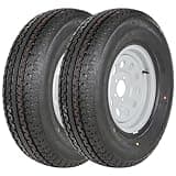 2PK Durun ST205/75R15 Radial Trailer Tire with 15" White Wheel - 5 on 4-1/2" - Load Range D