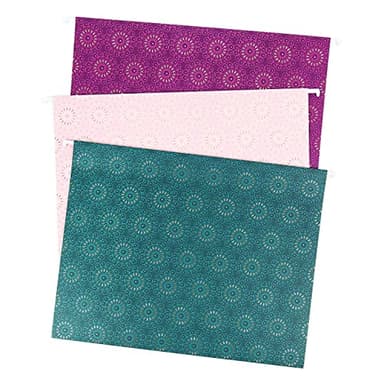U Brands Hanging File Folders, Fleuri Jewel Tones, 12 Count