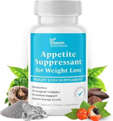 Appetite Suppressant for Weight Loss - Pills for Women w/ Garcinia, Ginger root, Guarana - Fat Burners, Metabolism Booster for Women & Men (1 Bottle, 30 Capsules)