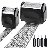 Identity Theft Protection Roller Stamp, Id Police Stamp Roller, 2 Pack Confidential Roller Stamp with 4 Refills for Blocking Out Id, Address, Bill Confidential Information, Home and Office Must Haves