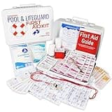 Swimming Pool & Lifeguard First Aid Kit - Sturdy Water-Resistant case, Signalling Whistle & More, Home, Office, or Sports - Safe Fun in The Sun Poolside - Made in USA
