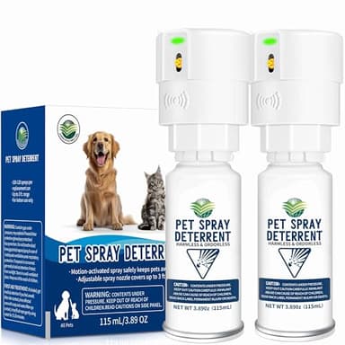 diloqio Cat Spray Deterrent System [ 2 Pack ] Cat Deterrent Spray, Motion Activated Pet Deterrent Spray System for Cats & Dogs Odorless Pet Deterrent, Senses Pets Up to 3 Feet Away, Friendly & Safe