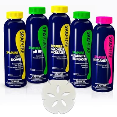 Spapure Hot Tub Chemical Balancing Maintenance Kit Includes Alkalinity Increaser, Ph Increaser, Ph decreaser, Calcium Hardness Increaser & Defoamer