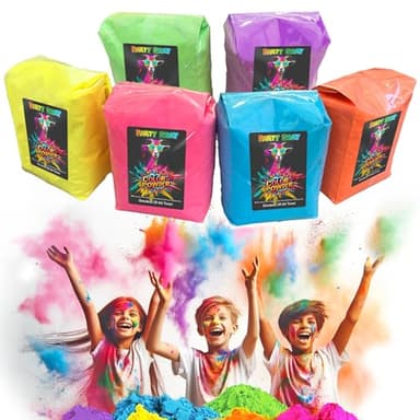 Colored Powder For Fun Events, 3 Lbs Each Non-Toxic Holi Powder, Green, Purple, Yellow, Orange, Blue & Pink for Color Runs, Festivals & Color War Parties. 18Lb, Pack of 6