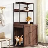 DAWNSPACES 70.5" Tall Large Cat Litter Box Enclosure Furniture for Self-Cleaning Cat Litter Box, Wooden Cat Washroom Hidden with Shelves, Cat Cabinet for Smart Litter Box, Brown