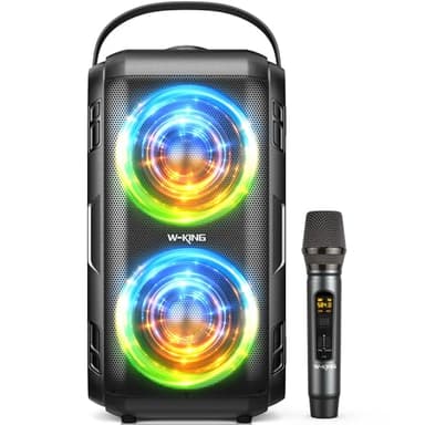 W-KING 80W Bluetooth Speaker with Wireless Microphone, Portable Loud Party Bluetooth Speaker-2 Full Range Drivers/Deep Bass, 105dB Sound, Adults/Kids with Lights/IPX5/U-Disk/TF/AUX