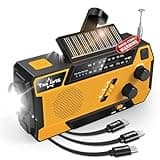 Hand Crank Emergency Radio NOAA Weather Radio 7400mWh Battery Operated 3 in 1 Charging Cable Hand Crank Charger with AM FM Portable Solar Powered Radio for Winter Storm Hurricane Survival Gear