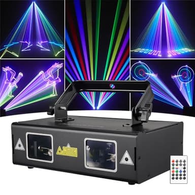 Animation Laser Light DJ Light, WorldLite Stage Party Lazer 3D RGB Full Color with DMX512, Music Sound & Remote, Great for Club Party Disco Lights Bar Wedding DJ Stage Lighting