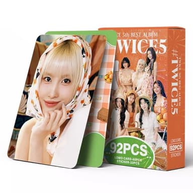 KPOPBP Twice 5th Photocards TWICE5 Albuum Cards Kpop Merch Gift for Once Fans, 60 PCS Lomo Card Set with 32 PCS Sticker