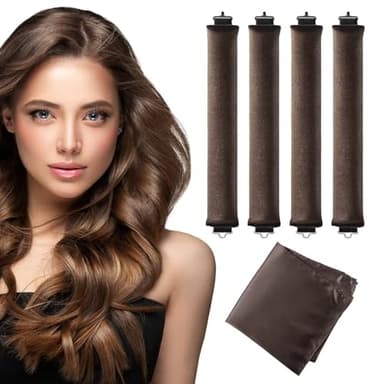 Heatless Curls Overnight Hair Curler - 4 Pcs Curling Rod to Sleep In, Velvet Hair Rollers with Satin Hair Scarf