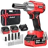 Avhrit Cordless Impact Wrench, 480Ft-lbs (650N.m) 1/2 Inch Impact Gun Brushless, 3300RPM Electric Impact Wrench, 2x 4000mAh Batteries, 4 Sockets, Charger, Power Impact Driver for Car Home