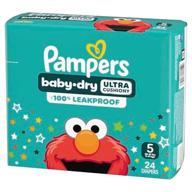 Pampers Diapers - Baby Dry - Size 5, 24 Count, Absorbent Disposable Infant Diaper (Packaging May Vary)