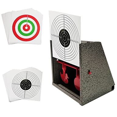 Atflbox BB Trap Target with 20pcs Paper Targets and Resetting Metal Shooting Target for Airsoft Pellet Gun Rifle BB Gun