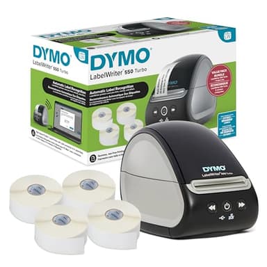 DYMO LabelWriter 550 Turbo Label Printer Bundle Label Maker with Direct Thermal Printing Automatic Includes Address Labels Multipurpose Labels Durable Multipurpose