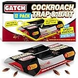 GATCH Roach Traps Indoor (12 Pack), Sticky Baited Cockroach Traps, Roach Killer Indoor Infestation, Adhesvie Glue Traps for Roaches, Insects, Home Bug Ant Spider Cricket, Child & Pet Friendly