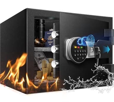 Fdsutvit 2.0 Cu Ft Fireproof Safe for Home, Safe Box with Biometric Fingerprint Lock, Digital Keypad, Removable Shelf & Keys, Home and Office Use Document Box