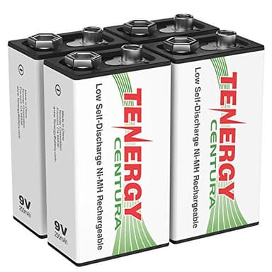 Tenergy Centura 9V NIMH Rechargeable Batteries, 200mAh Low Self-Discharge Square Battery for Smoke Alarm/Detector, 4 Pack