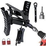 RVPNR Wheel Chock Stabilizer with Rotatable Sides for RV Travel Trailer Tires, for Locking Tandem Wheels When Parked on Uneven Surfaces (2 Packs) with Ratchet and Password Locks，Black